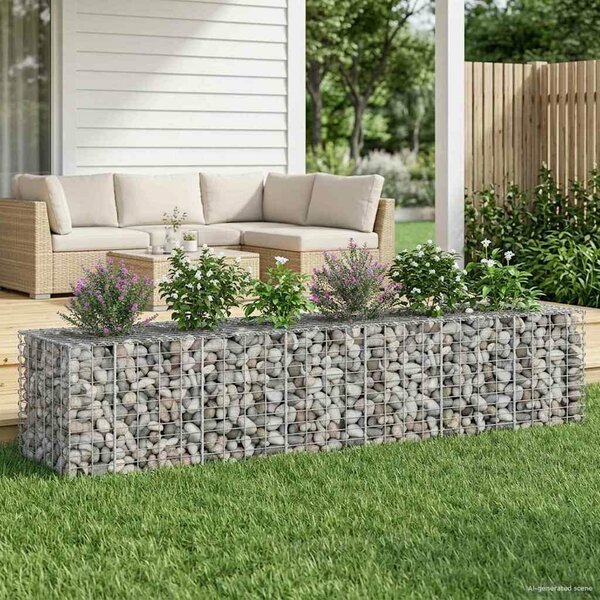 VidaXL Gabion emelt ágy 2 db 260 x 60 x 55 cm Horganyzott Acél Ezüst