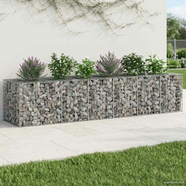 VidaXL Gabion emelt ágy 2 db 260 x 60 x 55 cm Horganyzott Acél Ezüst