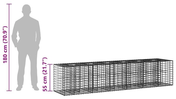 VidaXL Gabion emelt ágy 2 db 260 x 60 x 55 cm Horganyzott Acél Ezüst