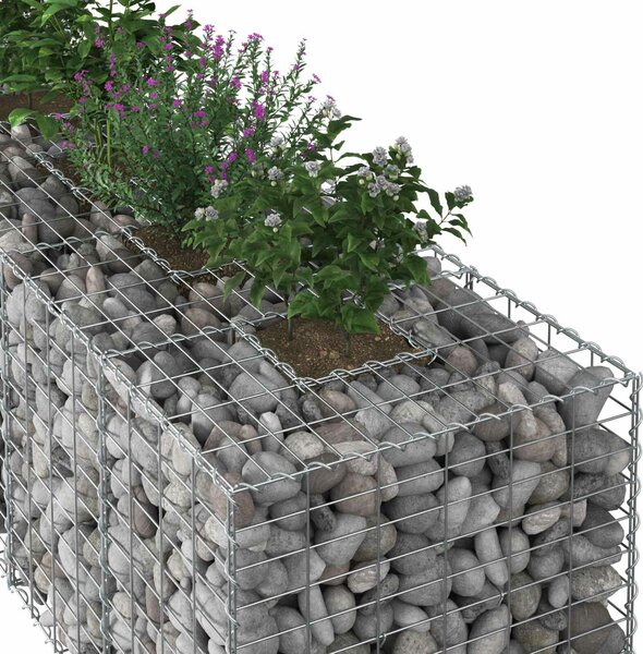 VidaXL Gabion emelt ágy 2 db 260 x 60 x 55 cm Horganyzott Acél Ezüst