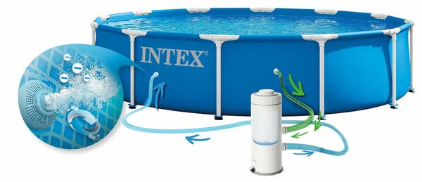 Intex kör alakú vázas kerti medence szivattyúval 366x76 cm
