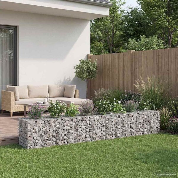 VidaXL Gabion emelt ágy 2 db 340 x 60 x 55 cm Horganyzott Acél Ezüst