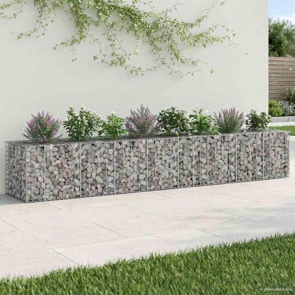 VidaXL Gabion emelt ágy 2 db 340 x 60 x 55 cm Horganyzott Acél Ezüst