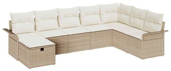 VidaXL Kerti Kanapé Szett párnával 8 pcs Beige és krém polirattan