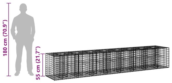 VidaXL Gabion emelt ágy 2 db 340 x 60 x 55 cm Horganyzott Acél Ezüst