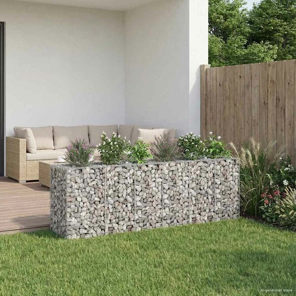 VidaXL Gabion emelt ágy 2 db 250 x 50 x 80 cm Horganyzott Acél Ezüst