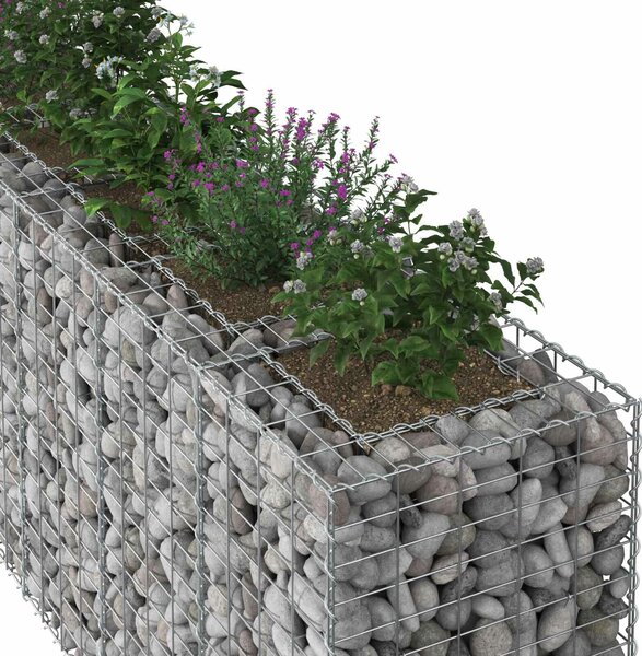 VidaXL Gabion emelt ágy 2 db 330 x 50 x 80 cm Horganyzott Acél Ezüst