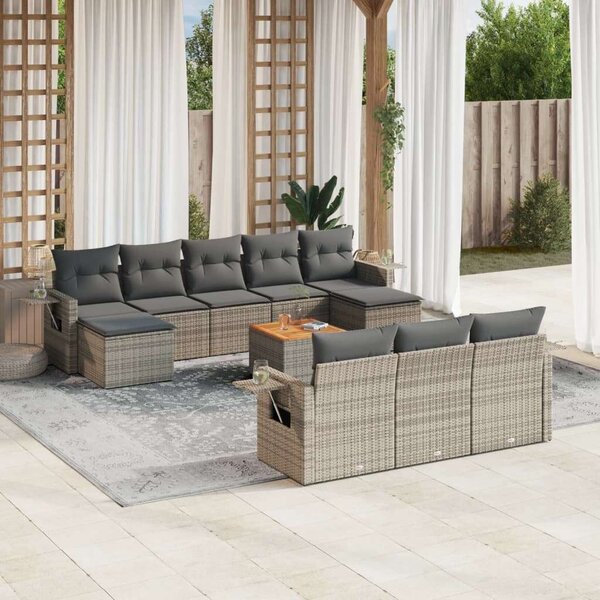 VidaXL Polyrattan Kerti Ülőgarnitúra - 11 részes - Szürke