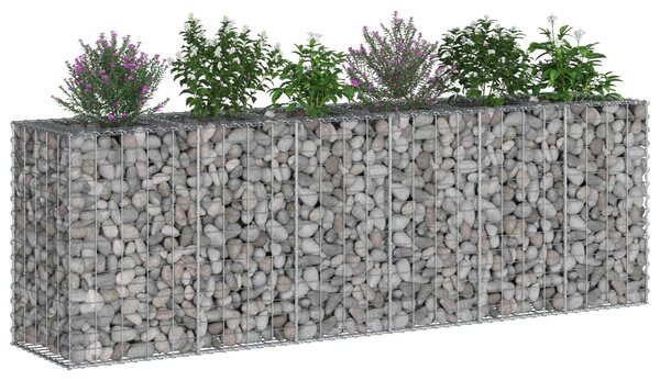 VidaXL Gabion emelt ágy 2 db 250 x 50 x 80 cm Horganyzott Acél Ezüst