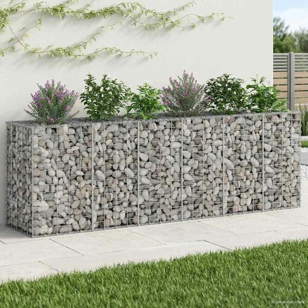 VidaXL Gabion emelt ágy 2 db 250 x 50 x 80 cm Horganyzott Acél Ezüst
