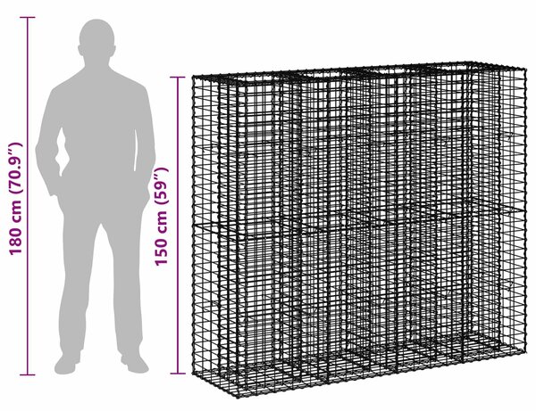 VidaXL Gabion emelt ágy 2 db 170 x 50 x 150 cm Horganyzott Acél Ezüst