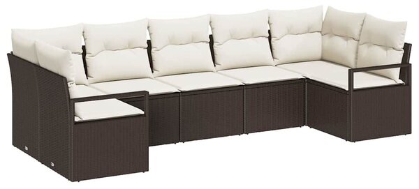 VidaXL Kanapé Szett párnával 7 pcs Barna polirattan