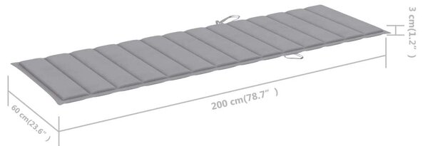 VidaXL Dupla Napozóágy - Akácfa - Szürke - 200cm