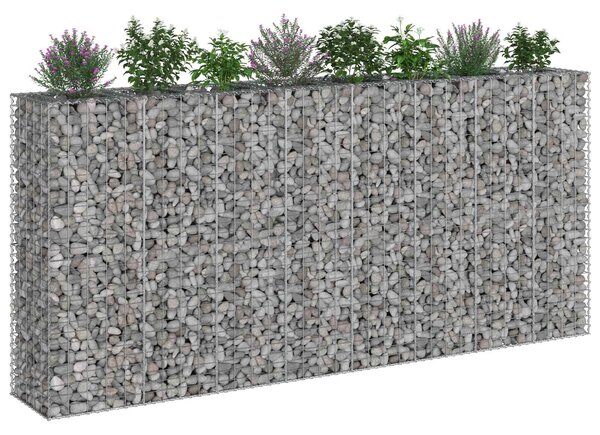 VidaXL Gabion emelt ágy 4 db 330 x 50 x 150 cm Horganyzott Acél Ezüst