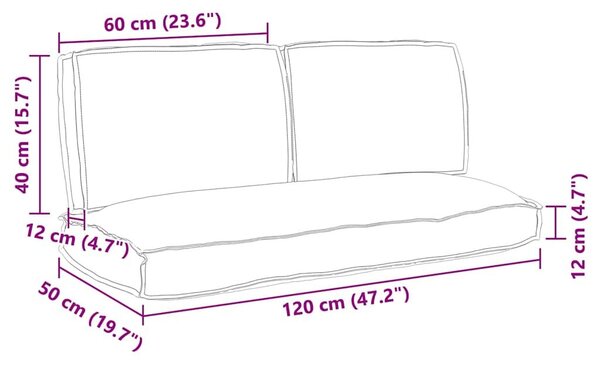 VidaXL Párna készlet Oxford Szövet Krém 120 x 50 x 52 cm