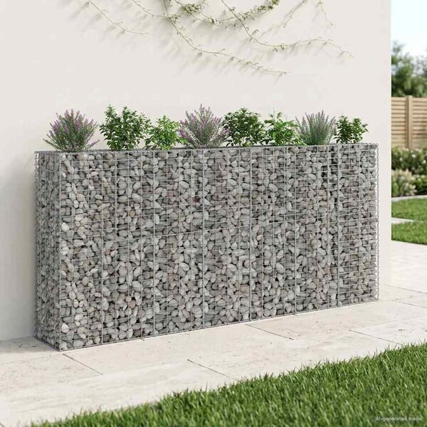 VidaXL Gabion emelt ágy 4 db 330 x 50 x 150 cm Horganyzott Acél Ezüst