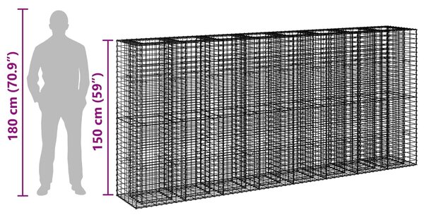 VidaXL Gabion emelt ágy 4 db 330 x 50 x 150 cm Horganyzott Acél Ezüst