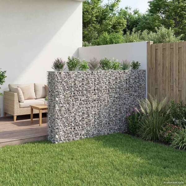 VidaXL Gabion emelt ágy 4 db 330 x 50 x 150 cm Horganyzott Acél Ezüst