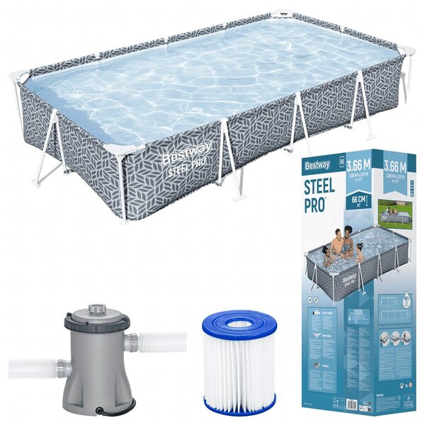 Bestway Steel Pro acélvázas medence szett 366×201×66 cm, 4000 l, pumpával