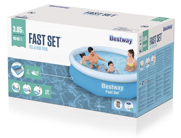 Bestway Fast Set 305x66cm Puhafalú medence vízforgatóval és szűrőbetéttel (CH57458) - kék