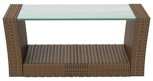 Polyrattan Kerti Bútorszett - 8 részes - Barna