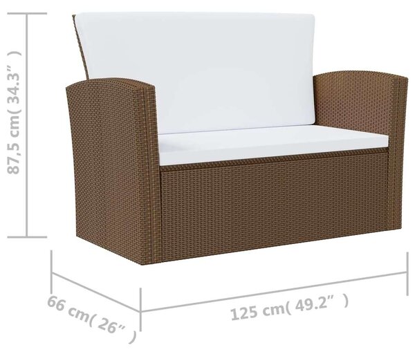 Polyrattan Kerti Bútorszett - 8 részes - Barna