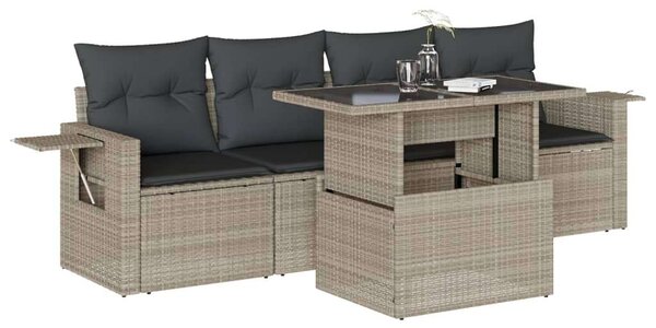 VidaXL Polyrattan Kerti Ülőgarnitúra - 5 részes, Világosszürke