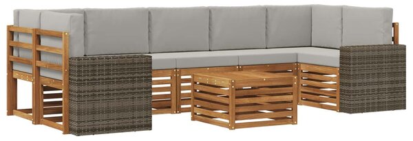 VidaXL Kültéri kanapé szett 8 pcs Természetes és Világosszürke