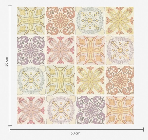 Tapéta Színes geometriai csempe díszek, Virágok és növények tapétá, a00284 : Uwalls.hu