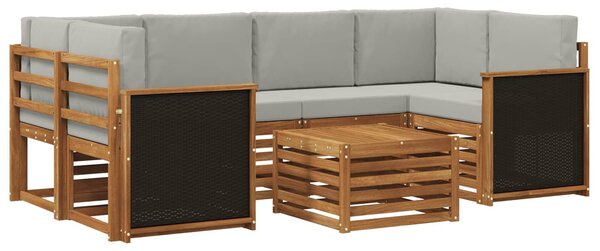 VidaXL Kültéri kanapé szett 7 pcs Természetes és Világosszürke