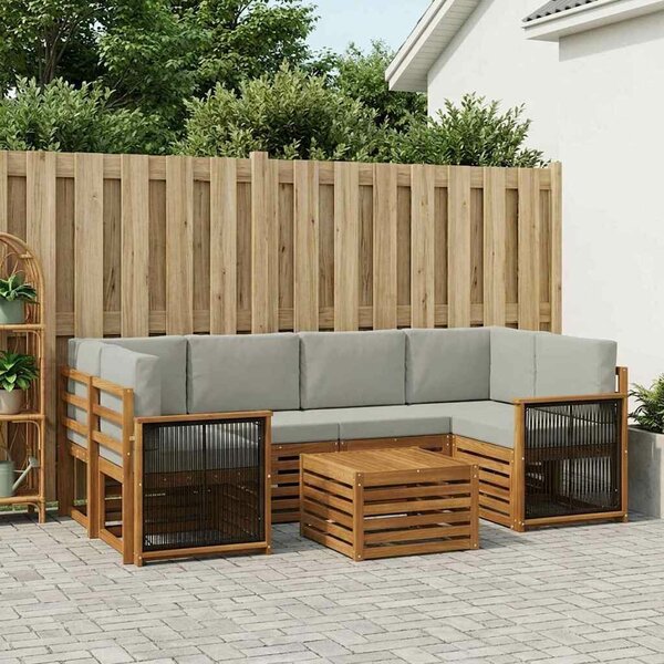 VidaXL Kültéri kanapé szett 7 pcs Természetes és Világosszürke
