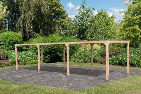 Karibu Kocka 4. Fa kerti pavilon / modern kerti pavilon - 2 hosszabbítással, 934 cm x 320 cm