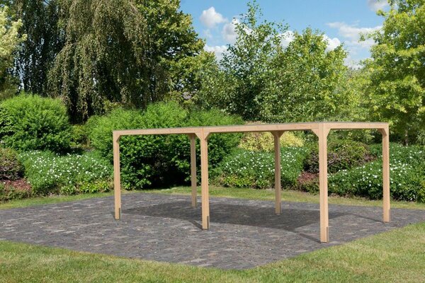 Karibu Kocka 3. Fa kerti pavilon / modern kerti pavilon - 1 hosszabbítással, 627 cm x 320 cm
