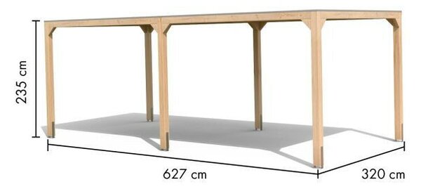 Karibu Kocka 3. Fa kerti pavilon / modern kerti pavilon - 1 hosszabbítással, 627 cm x 320 cm