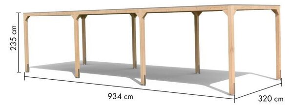 Karibu Kocka 4. Fa kerti pavilon / modern kerti pavilon - 2 hosszabbítással, 934 cm x 320 cm