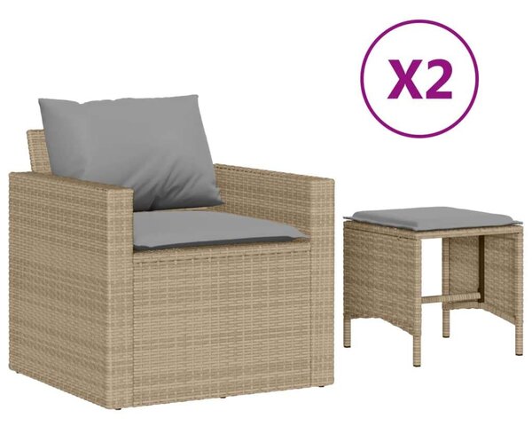 VidaXL 4 részes bézs polyrattan kerti ülőgarnitúra párnákkal