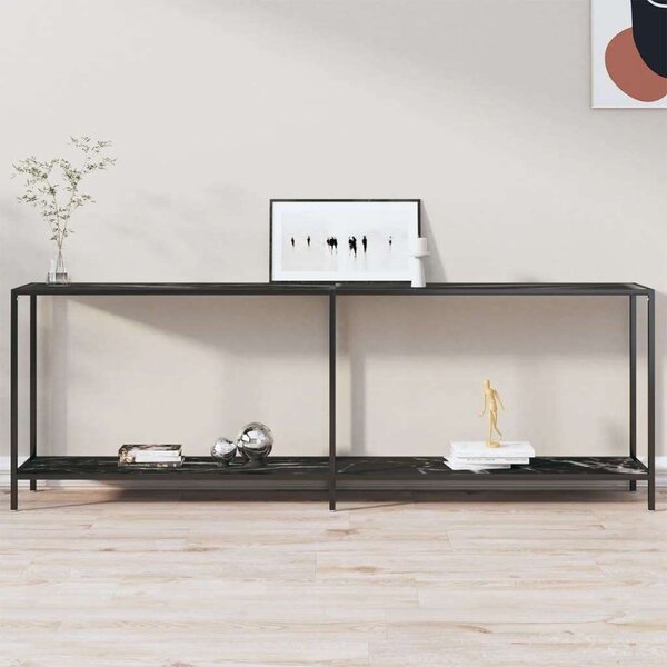 VidaXL fekete edzett üveg tálalóasztal 220 x 35 x 75,5 cm