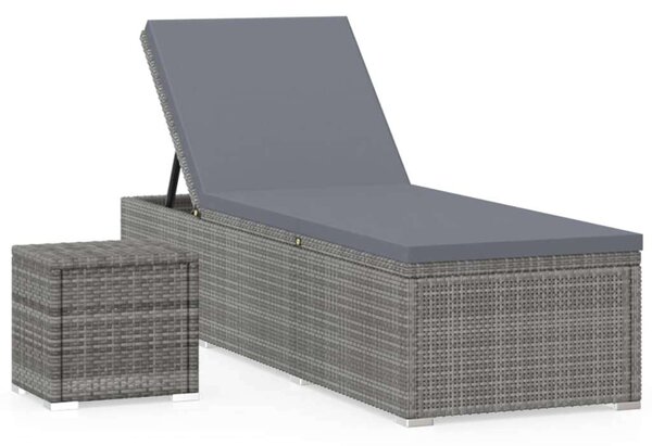 VidaXL Napozóágy - Szürke Polyrattan - 195cm