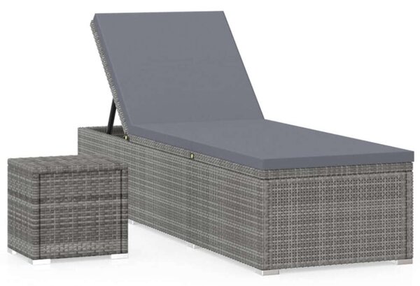 VidaXL Napozóágy - Szürke Polyrattan - 195cm