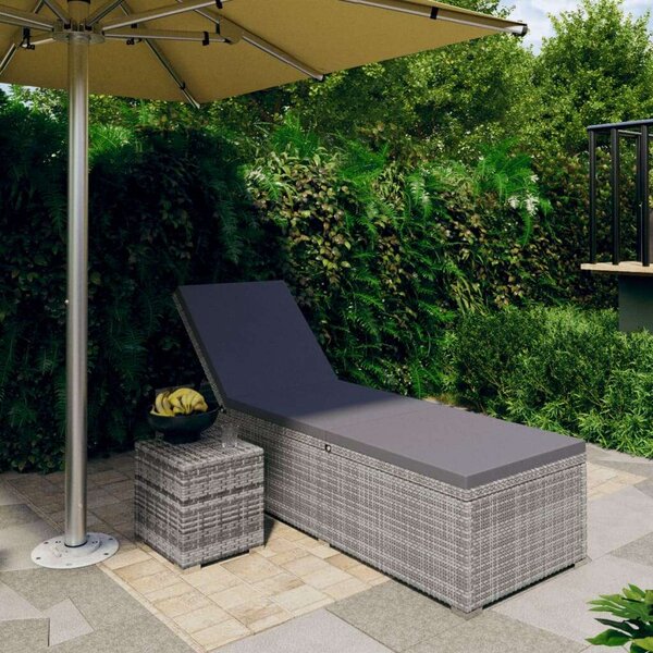 VidaXL Napozóágy - Szürke Polyrattan - 195cm