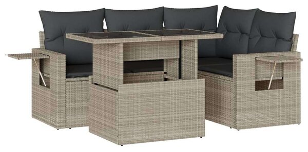 VidaXL Polyrattan Kerti Ülőgarnitúra - 5 részes, Világosszürke