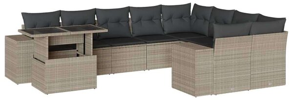 VidaXL Polyrattan Kerti Ülőgarnitúra - 10 részes - Világosszürke
