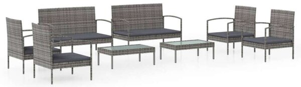 VidaXL Polyrattan Kerti Bútorszett - 8 részes, Szürke