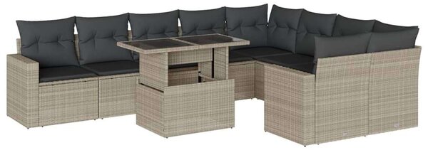 VidaXL Polyrattan Kerti Ülőgarnitúra - 10 részes, Világosszürke
