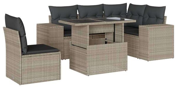 VidaXL Polyrattan Kerti Ülőgarnitúra - 6 részes, Világosszürke