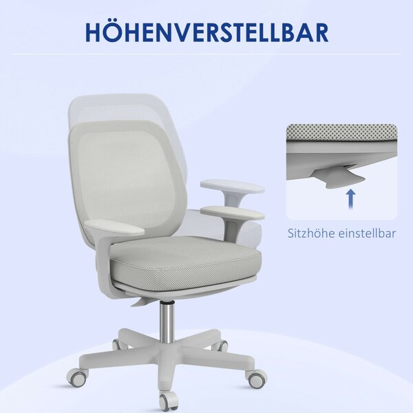 Vinsetto irodai szék, ergonomikus íróasztali szék forgófunkcióval, állítható magasságú, szürke