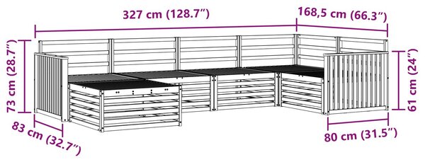 VidaXL Kültéri kanapé szett 6 pcs Természetes Tömör Akácfa
