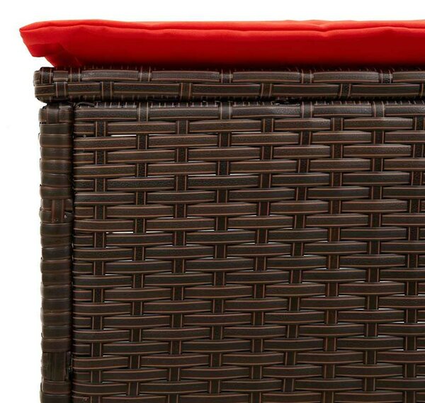 VidaXL Barna polyrattan napozóágy asztallal és párnával