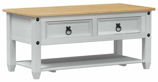 VidaXL Dohányzóasztal fiókkal Fehér 100 x 48 x 45 cm Tömör Fenyőfa