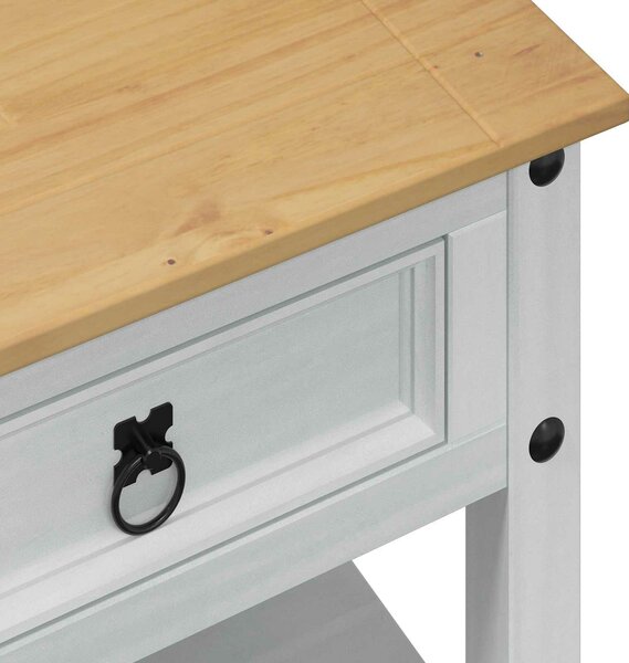 VidaXL Dohányzóasztal fiókkal Fehér 100 x 48 x 45 cm Tömör Fenyőfa